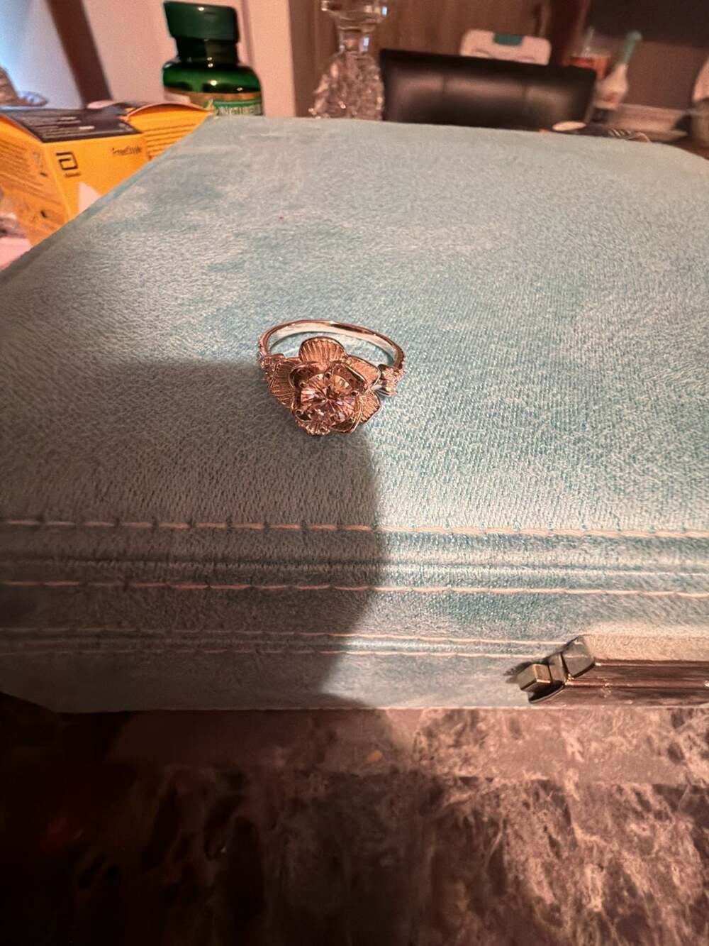 Moissanite Flower Design Solitaire Ring with GRA Certification size 9